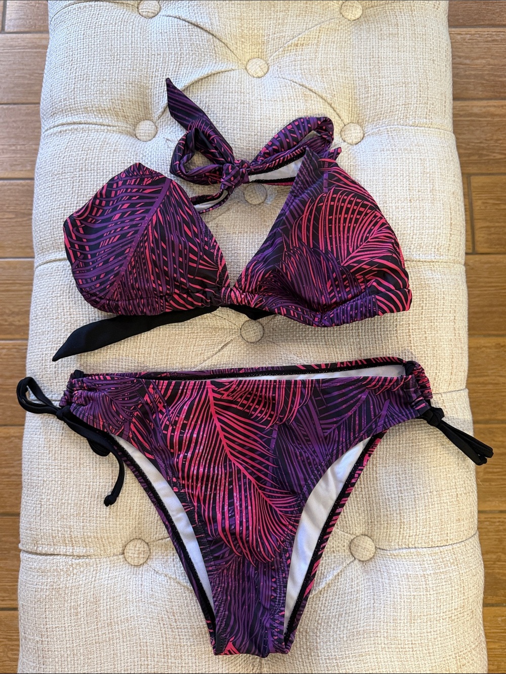 Women’s Purple & Pink Leaf Print Bikini - Unbranded